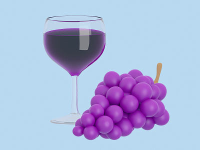 Red wine - Holiday month 27/366 3d 3d illustration aida cgi grapes holiday icon design illustration item modeling rendering wine
