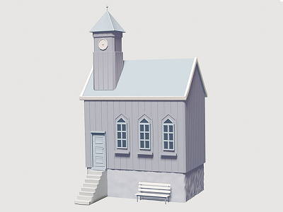 Church nordic style – Model 35/366 3d 3d illustration architecture cg cgi church illustration low poly modeling ocean rendering