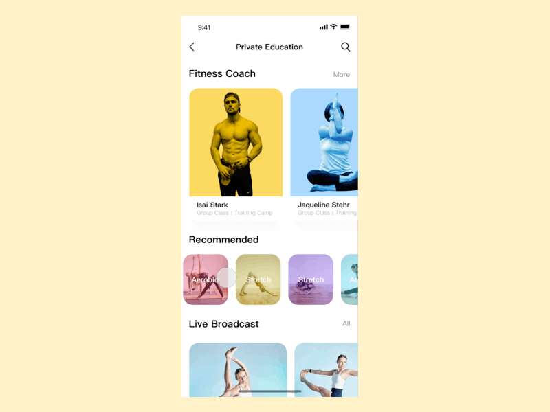 Fitness app interaction design ui