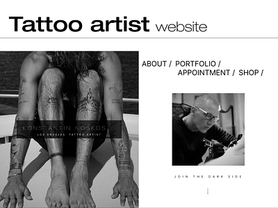 Tattoo artist website concept blackandwhite ui webdesign website design