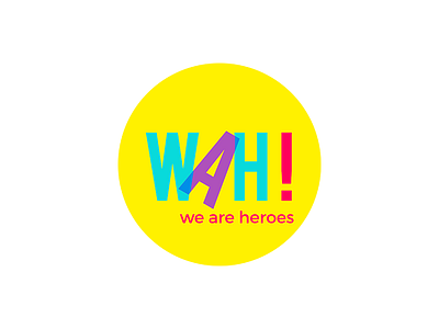 We are heroes logo colorful colors flat pink pop pop art pop art logo sans serif wah we are heroes