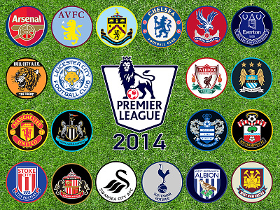 Vector icon set for Premier League 2014 teams england football futbol icons league london premier soccer