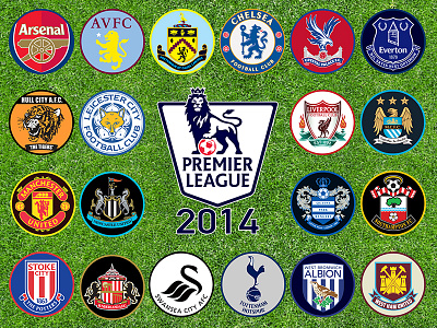 Vector icon set for Premier League 2014 teams