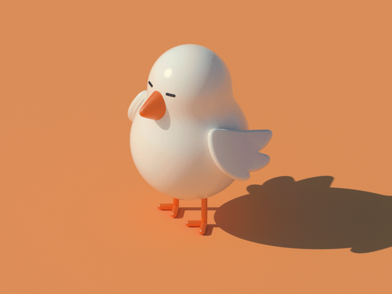 Chick 3d animal beak bird cgi character design chicken cute fowl orange shadow sunset turnaround