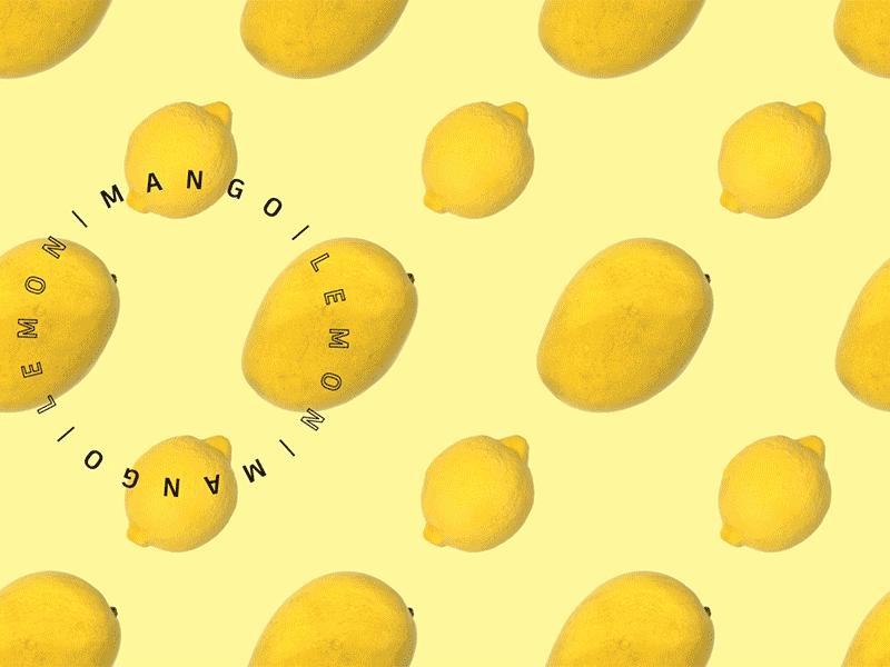 Mango Lemon 3d animated cgi fresh fruit gif lemon loop mango mellow motion revolving rotate rotating shake spring summer typeface yellow