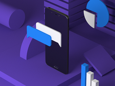 Phone Business 3d cgi corporate data design ecommerce icons isometric phone violet
