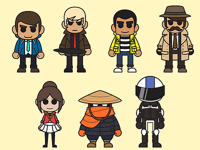 Character Set 2d character design cute flat illustraion jacket