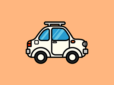 Tiny Car 2d beetle car character design cute flat icon illustration minimal