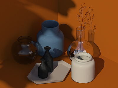 Vignette 3d cgi design glass interiors productshot shadow studio styling terracotta vase vignette visualization