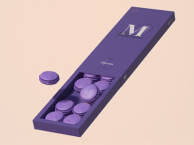 Ube Macaron 3d box design branding cgi design dessert food logo luxurious macaron mockups package design packaging pastry patisserie print studio sweets ube violet