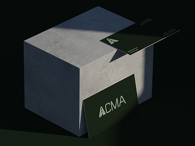 Acma branding business card calling card collaterals concrete design logo paper stationary stone typography