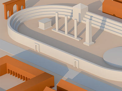 Circus Maximus 3d cgi minimalist pillar roman simple terracotta