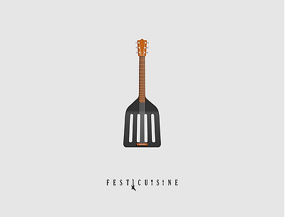 Festicuisine cook double meaning guitar kitchen logo designs modern logo music logo