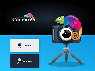 Camereon camera chameleon character design colorful logo design modern logo