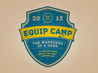 Equip Camp apparel archive arrow camp emblem grunge hero illustration ribbon shield t shirt vector wisdom script
