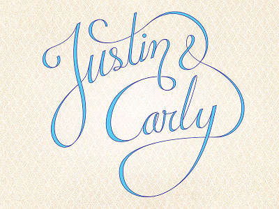 Justin and Carly lettering pattern script wedding