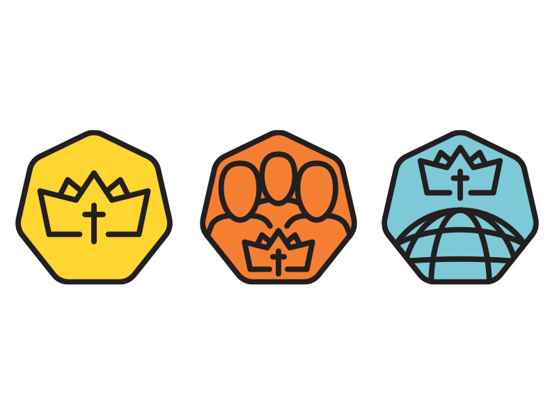 Church Icons part 2 monoline crown cross community mission world icons fellowship