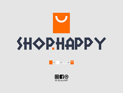 Shop Happy Logo branding clean design flat icon identity illustrator lettering logo typography