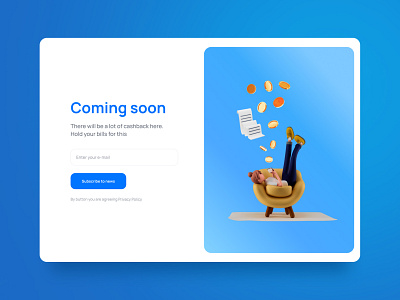 Coming soon – Web page for startup 3d cashback coming soon startup ui ux ui design web design web page
