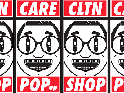 Wall print for "Care Clothing" PopUp Shop character geek popup poster print promo shop store tee wall print