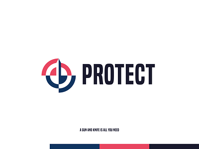 Protect-Logo Concept branding clean design figma gun knife kovalev logo modern nicholas protect self defense simple target vector