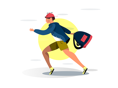 Person Running backpack hat illustration jacket nike people person running