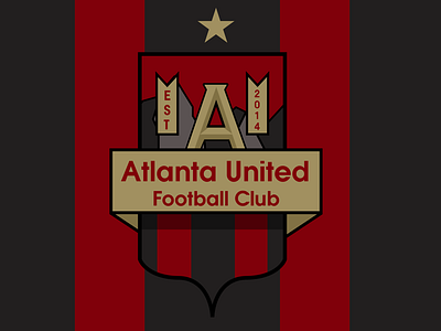 Atlanta United FC atlanta black club established football gold illustration logo mountain red soccer star stripes team united