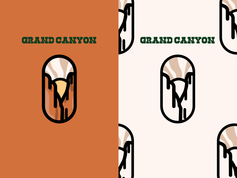 Grand Canyon Badge cowboy text green clouds rock sun vintage kovalev nicholas park national illustration logo orange badge canyon grand