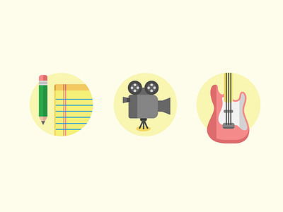 Video Production Icons 2d concepting creative editing flat guitar icons ideas process video website