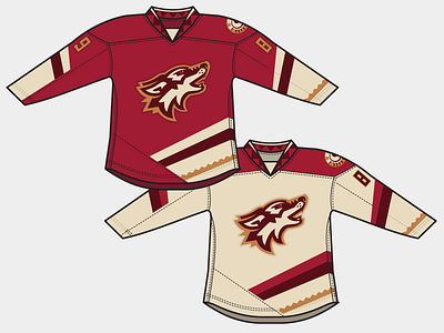 Coyotes Rebrand -- Jerseys Pt. 1 branding coyotes design hockey jerseys logo maroon nhl pattern rebrand red sand
