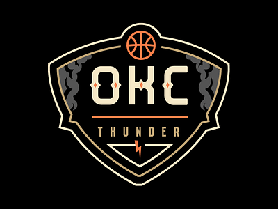 Thunder Primary Shield balls basketball brand identity logo logotype nba shield sport sports symbol thunder