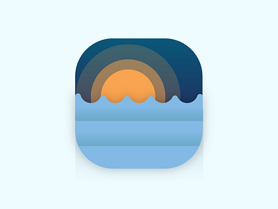 Ocean + Sundown blue gradient icon illustration ocean orange rebound shading shadowing sun sunset water