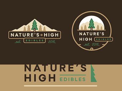 Nature's High branding colorado edibles high illustrator logo logotype mountains nature natures tree trees