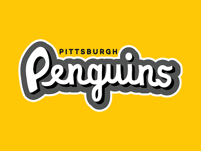 Penguins Script branding cup hockey logo logos nhl penguins pittsburgh script sports stanley yellow
