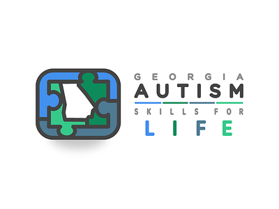 Georgia Autism Skills for Life atlanta badge blue brand branding clean georgia green icon lockup logo