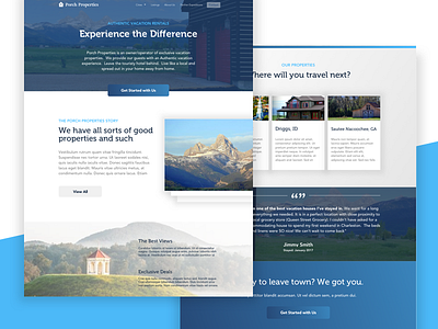Properties Site clean landing landing page property real estate ui ux vacation web web design website