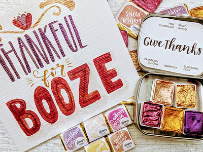 Give Thanks 5 Watercolor Set beermosa boise booze collection designs by rachel beth idaho mimosa purple rachel beth set thanks thanksgiving watercolor watercolour