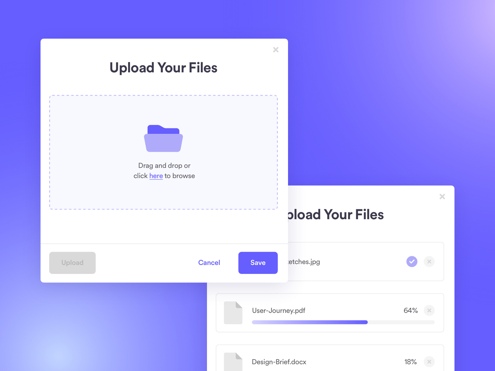 Upload Modal by Nick Jacoy on Dribbble