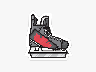 Hockey Ice Skate badge canada design flag flat hockey leaf line art logo playoff skate stickermule