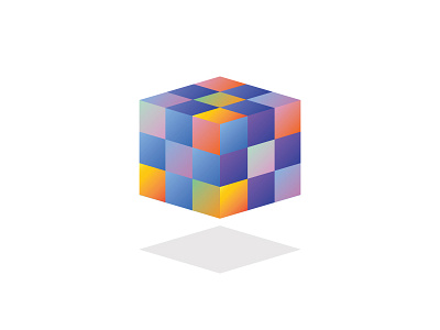 Rubik's Cube app clean design drawing flat gradient logo mark sketch ui
