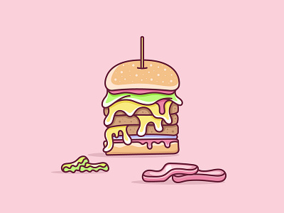 Hamburger, no pickles or tomatoes! branding clean daily daily ui design drawing flat food hamburger icon illustration lineart lines logo lunch mark sketch ui vector vector art