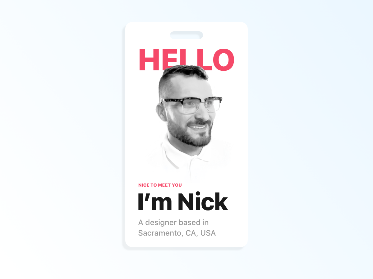 Design Conference Name Tags app brand card clean flat gradient interface layout nametag personal portfolio profile refresh sketch ui user ux vector web