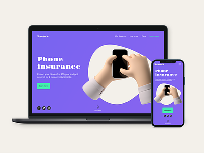 Phone Insurance - UI 3d branding design design app figma figmadesign layout phone ui ux ui design user experience user interface design web design