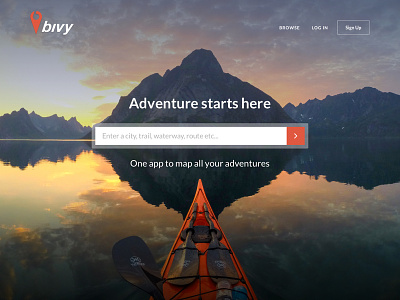 Bivy Landing Page adventure landing page search website