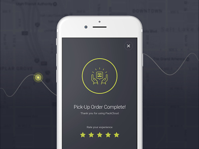 Pick-Up Complete complete delivery depth design gps interactive location mobile pop tracker ui