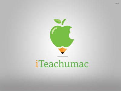 Flat logo design apple brand debut dribbble education flat green illustration logo mac pencil typography