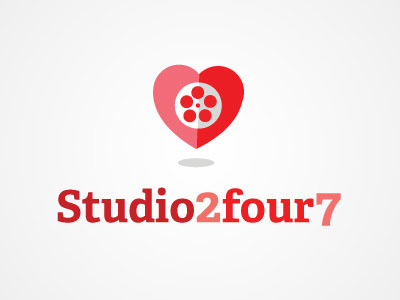 Studio2four7 Logo debut dribbble film flat illustration logo love media movie red studio typography