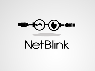 Netblink Logo android development education eye glass illustration internet shadow software typography usb windows