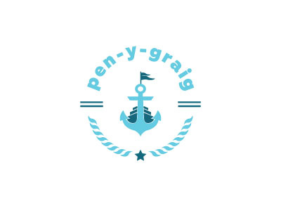 Pen Y Graig Logo Design anchor blue boat brand flat illustrator logo sea water