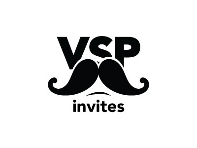 VSP Invites Logo Concept brand creative icon illustration logo moustache typography